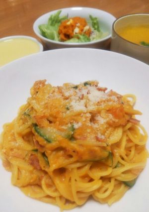 かぼちゃの豆乳クリームパスタ-レシピのメイン写真