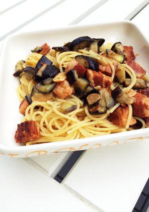 ナスベーコンパスタ-レシピのメイン写真