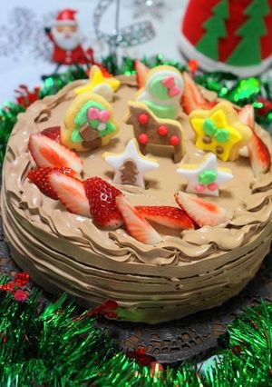 マシュマロフォンダンでクリスマスケーキ-レシピのメイン写真