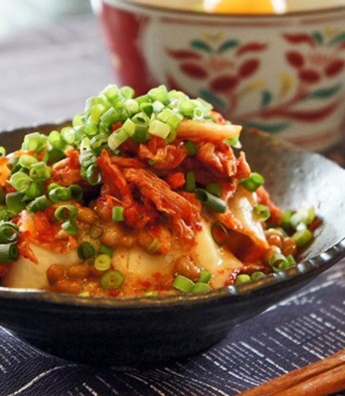 キムチ納豆豆腐 by おうち居酒屋＊花 【クックパッド】 簡単おいしい