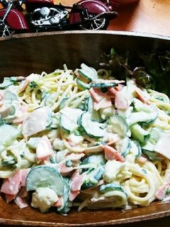 パスタ麺でスパサラ-レシピのメイン写真