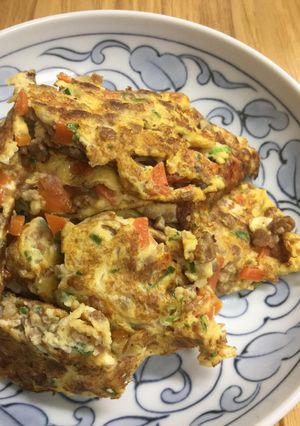 大豆のお肉で・人参そぼろ入り卵焼き-レシピのメイン写真