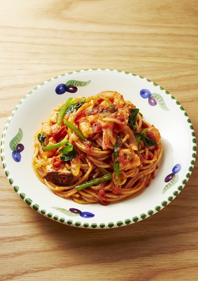 魚介とほうれん草のトマトソースパスタ-レシピのメイン写真
