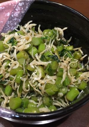 簡単！菊菜（春菊）とじゃこのご飯のおかず-レシピのメイン写真