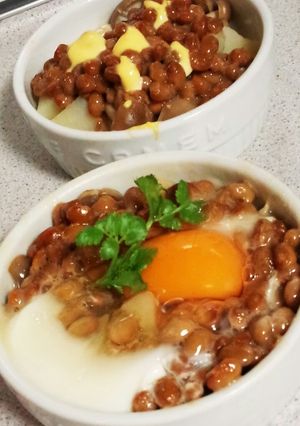 半熟月見納豆！ココットカマン-レシピのメイン写真