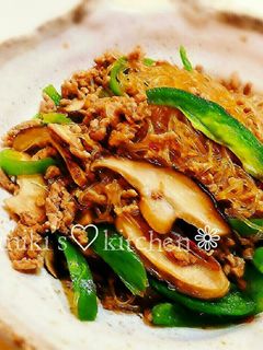 白飯すすむ❊ピーマンと椎茸の中華春雨炒め-レシピのメイン写真