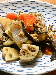 ヘルシー☆根菜とひき肉の煮もの-レシピのメイン写真