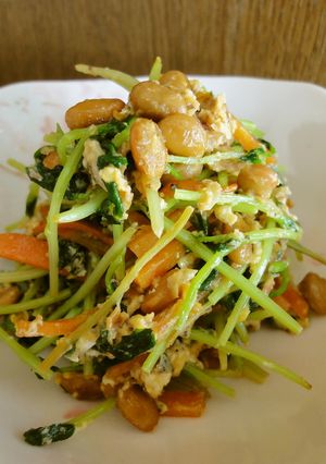 栄養たっぷり♪豆苗と納豆の卵炒め-レシピのメイン写真