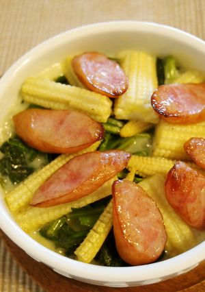 ほうれん草とヤングコーンのココットカマン-レシピのメイン写真