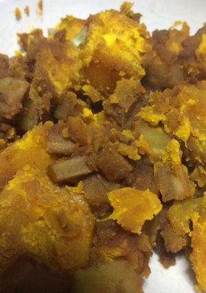 かぼちゃとブロッコリーの茎の赤ワイン煮-レシピのメイン写真