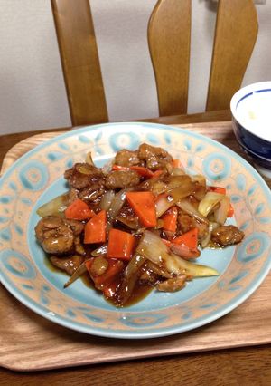 大豆のお肉（ブロック）を使って酢豚風炒め-レシピのメイン写真