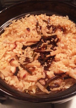土鍋で！ヘルシー！たこ炊き込みご飯-レシピのメイン写真