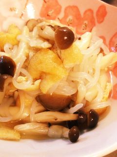 簡単副菜!しめじ、油揚げ、しらたきの煮物-レシピのメイン写真