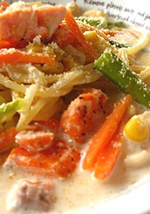 石狩風！？サーモンのクリームパスタ-レシピのメイン写真