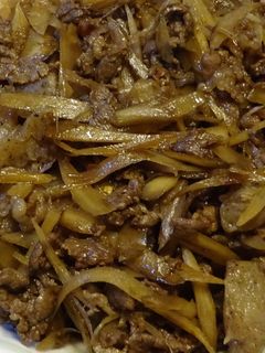 牛肉とゴボウと蒟蒻の甘辛煮☆人気検索1位-レシピのメイン写真
