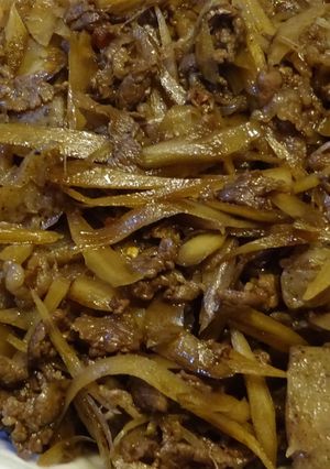 牛肉とゴボウと蒟蒻の甘辛煮☆人気検索1位-レシピのメイン写真