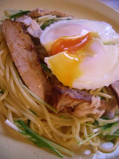 水菜とチャーシューのクリーミーパスタ-レシピのメイン写真