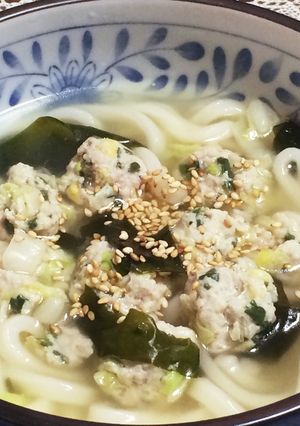 餃子の具リメイク！簡単つみれうどん-レシピのメイン写真