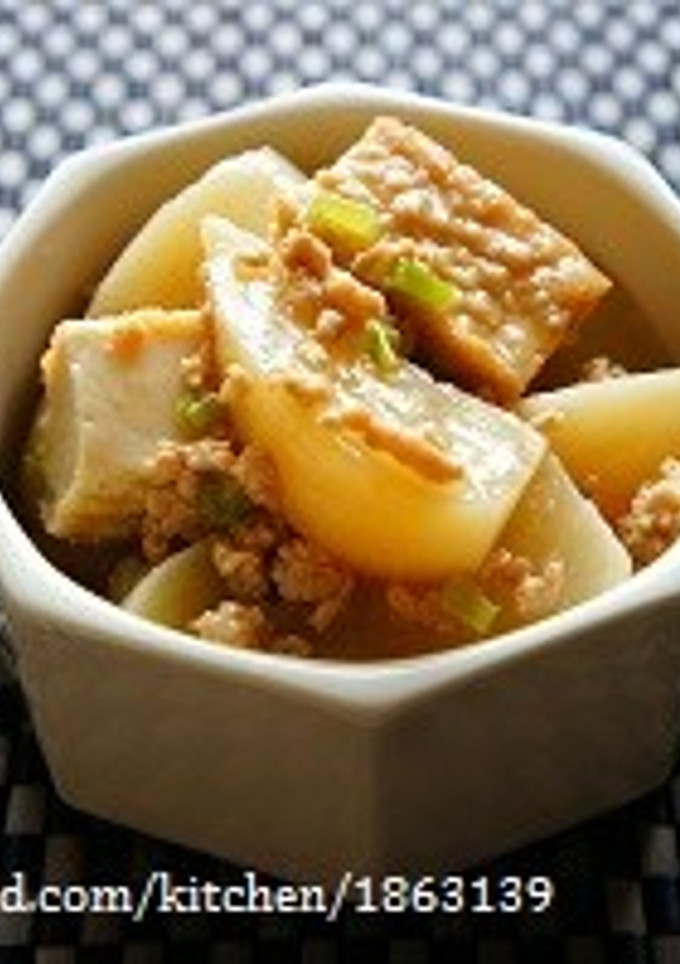 ほんだしタレで♪かぶと厚揚げのそぼろあん-レシピのメイン写真