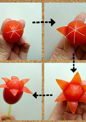 ミニトマトで作る簡単お花の飾り切り-レシピのメイン写真