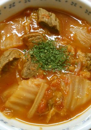 簡単 柔らか♪牛肉と白菜のトマト煮込み！-レシピのメイン写真