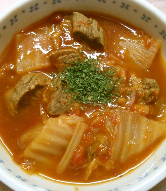 簡単 柔らか♪牛肉と白菜のトマト煮込み！-レシピのメイン写真