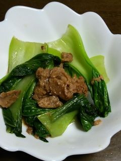 大豆のお肉でチンゲン菜オイスター炒め-レシピのメイン写真