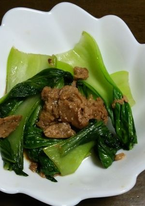 大豆のお肉でチンゲン菜オイスター炒め-レシピのメイン写真