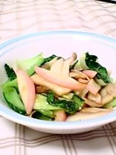 シャキシャキ青梗菜とエリンギかまぼこ炒め-レシピのメイン写真