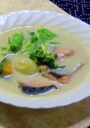 秋鮭の塩麹豆乳スープ-レシピのメイン写真