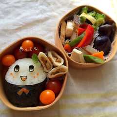 A picture of ふなっしーおにぎり♡簡単キャラ弁.