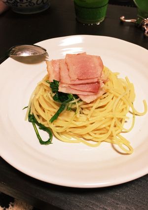 水菜とベーコンのペペロンチーノ-レシピのメイン写真