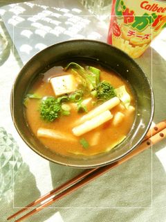 お味噌汁に、じゃがりこ入れました!-レシピのメイン写真