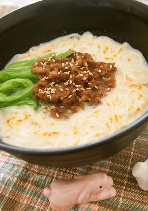 大豆のお肉で!ヘルシー肉味噌豆乳そうめん-レシピのメイン写真