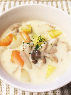 手作り!鶏肉とさつまいものクリームスープ-レシピのメイン写真