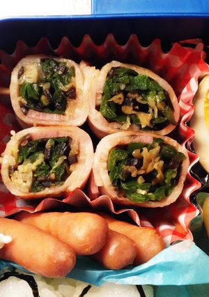 お弁当☆ピーマンと塩昆布のベーコン巻-レシピのメイン写真