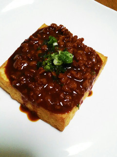 大豆のお肉deヘルシー肉味噌風厚揚げ♪-レシピのメイン写真