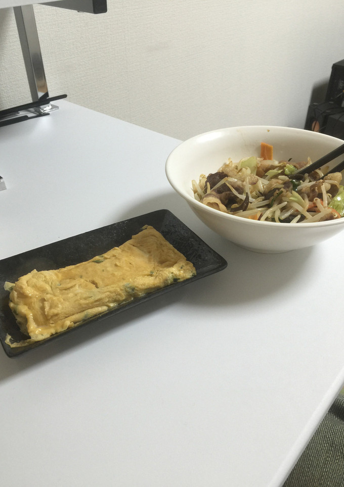 カット野菜と牛肉炒めとだし巻き卵-レシピのメイン写真