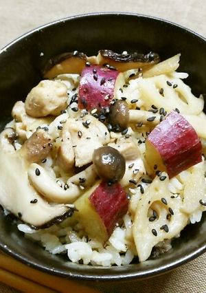 秋野菜と鶏肉の混ぜご飯-レシピのメイン写真