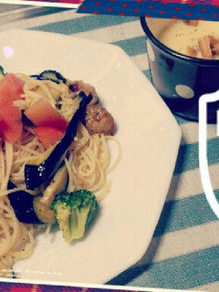 チキンと彩り野菜のペペロンチーノ☆パスタ-レシピのメイン写真