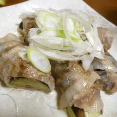 รูปของ 茄子の豚ばら巻き。