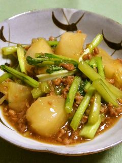 大豆のお肉と蕪の甘辛そぼろあん-レシピのメイン写真