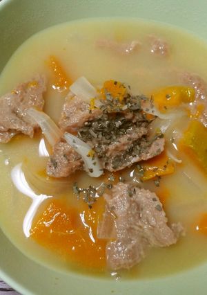 大豆のお肉が入ったかぼちゃミルクスープ-レシピのメイン写真