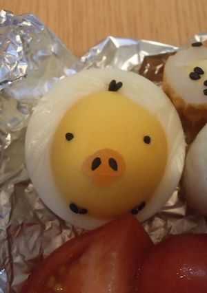 ゆで卵でキイロイトリ☆キャラ弁-レシピのメイン写真