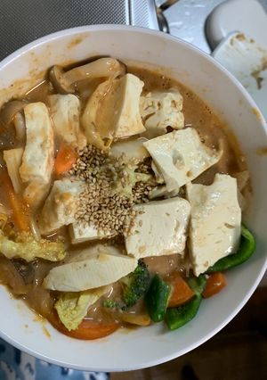 お一人様クリーミー味噌デミ味豆腐野菜炒め-レシピのメイン写真