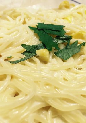コーンスープで簡単クリームパスタ-レシピのメイン写真