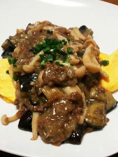 大豆のお肉☆なすとキノコの餡掛けオムレツ-レシピのメイン写真