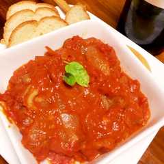รูปของ 大豆のお肉で鶏のトマト煮込み風