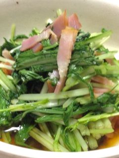 【レンジで簡単】水菜とベーコンのおひたし-レシピのメイン写真
