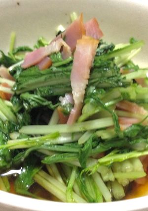 【レンジで簡単】水菜とベーコンのおひたし-レシピのメイン写真